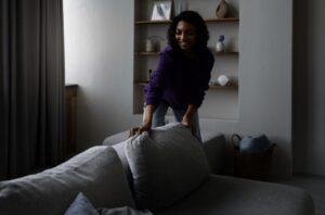 working mom flips couch cushions to extend life of stuffing